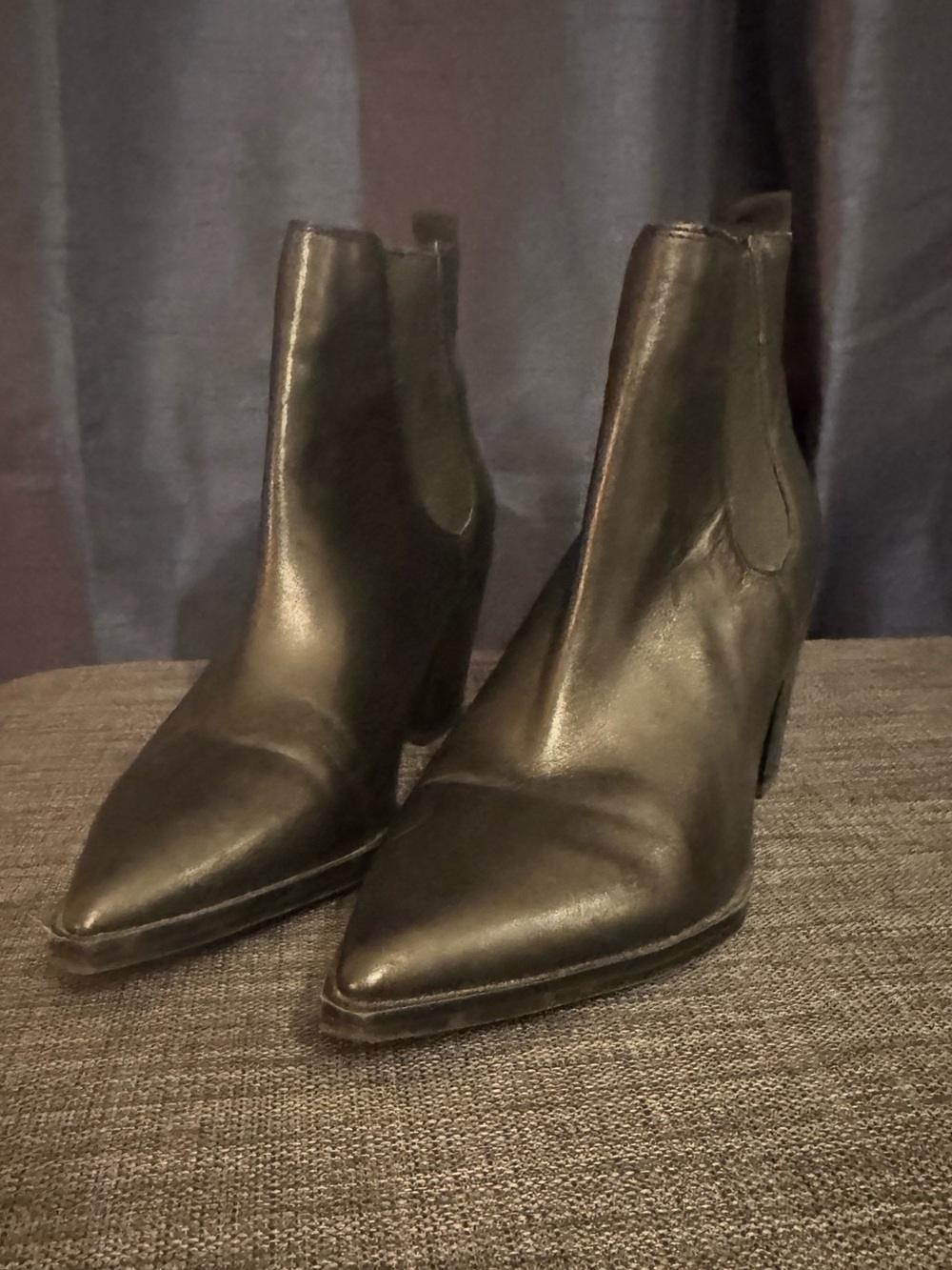 Nine West Black Pointed Leather Ankle Booties